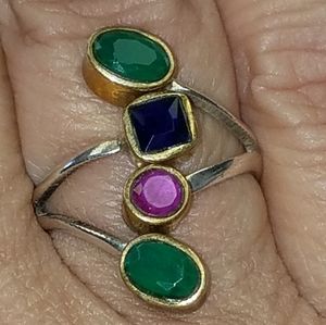 Emerald ruby sapphire wrap ring..FINAL DISCOUNT